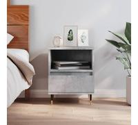 Ziaphsol Industrial Modern Grey Concrete Finish Bedside Table 40x35x50 cm with Wooden MDF Top Metal Legs Storage Drawer and Niche for Bedroom Living Room Dormitory