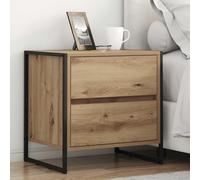 Ziaphsol Industrial Oak Nightstand Set of 2 with Drawers Modern Scandinavian Style Bedside Tables for Bedroom Living Room Durable Wooden Frame and Metal Legs