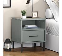 Ziaphsol Industrial Style Bedside Table with Metal Legs and Natural Pine Wood Top for Bedroom Or Living Room Decor, Featuring Spacious Drawer and Storage Compartment, Sturdy Design