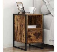 Ziaphsol Industrial Style Fumed Oak Nightstand 39.5 x 30 x 50 cm Wooden Engineering Bedside Table with Drawer and Storage for Modern Bedroom Lounge Or Living Room Decor