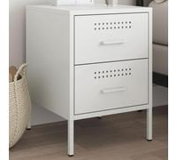 Ziaphsol Industrial Style White Bedside Table 36x39x50.5 cm with Steel Frame and Drawers for Bedroom Or Living Room Decor, Multifunctional nightstand with Storage, Easy to Clean, Modern Design