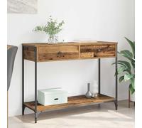 Ziaphsol Industrial Wooden Console Table 100 x 34.5 x 75 cm with Drawer and Adjustable Metal Legs for Modern Living Room Hallway Bedroom Vintage Scandinavian Style