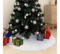 Ziaphsol Jupe de sapin de Noël blanche 150 cm en fausse fourrure avec dos non tissé rond pour cacher le support de l'arbre, comme tapis et plateau cadeau pour Noël et l'Avent