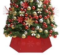 Ziaphsol Jupe de sapin de Noël rouge en métal Ø 68 x 25 cm - Col de sapin de Noël pour salon - Décoration de l'Avent avec support de protection du sol