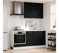 Ziaphsol Kalmar Lot de 5 armoires d'appoint modernes en bois noir multi-usages pour garde-manger, salle de rangement, organisateur, salle à manger, garde-manger