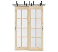 Ziaphsol Kit de ferrures de porte coulissante en acier noir de 152,5 cm - Charge maximale de 80 kg - Pour portes de grange avec support de dérivation, roulettes et butée, rail coulissant silencieux