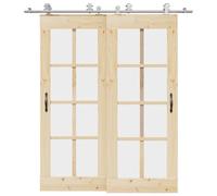 Ziaphsol Kit fixation porte coulissante 200 cm acier inoxydable argenté pour portes de placard, portail, cabine avec rails robustes, support de dérivation, butées, galets, verrou, serrure