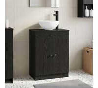 Ziaphsol Lavabo de salle de bain avec lavabo noir, meuble bas de salle de bain en bois 54 x 35 x 83 cm, espace de rangement pour WC invités, peu encombrant, avec boutons métalliques et vidange rapide