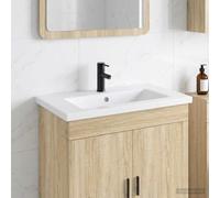 Ziaphsol Lavabo de Salle de Bains Noir Mat 81 x 40 x 17,5 cm en métal avec Robinet et Siphon, Design Moderne, résistant à la Corrosion, idéal pour aménagement Mural ou posé, Facile à Nettoyer