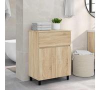 Ziaphsol Lavabo en chêne Sonoma - 60 x 35 x 80 cm - Meuble de salle de bain avec tiroir, porte réversible, espace de rangement pour coin lavabo et salle de bain d'invités