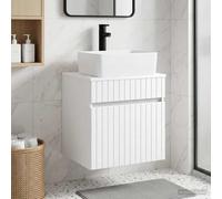Ziaphsol Lavabo mural blanc en bois 49 x 41 x 63 cm, avec tiroir et beaucoup d'espace de rangement, lavabo peu encombrant pour salle de bain et WC d'invités, intérieur