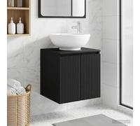 Ziaphsol Lavabo mural noir en bois 49,5 x 44,5 x 65 cm avec lavabo et espace de rangement, suspendu pour salle de bain et WC d'invités, lavabo peu encombrant