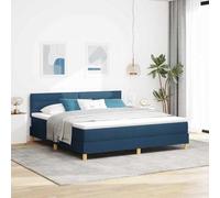 Ziaphsol Lit à sommier tapissier avec coussin et tête de lit réglable, bleu, 180 x 200 cm, cadre de lit en tissu pour chambre à coucher, lit robuste avec matelas confortable, meuble élégant pour un