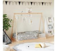 Ziaphsol Lit bébé 70 x 140 cm en pin massif - Cadre de lit tipi pour tout-petits - En bois proche du sol - Avec sommier à lattes - Pour 18 mois à 4 ans - Non traité