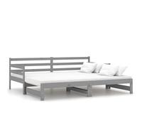 Ziaphsol Lit Coulissant en Bois de pin Massif Gris 2x90x200 cm avec Matelas Mousse PU 10 cm, Cadre Robuste, Base Plateforme pour Chambre, canapé-lit Multifonction pour invités, mobilier Pratique
