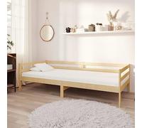 Ziaphsol Lit de Repos en Bois de pin Massif avec Matelas 90x200 cm Mousse PU 20 cm, Cadre Robuste à Ressorts 240/m², Housse Polyester Lavable pour Chambre et Salon Confortable