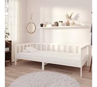 Ziaphsol Lit de Repos en Bois de pin Massif Blanc avec Matelas 90x200 cm Mousse PU, Cadre Robuste, Base Plate, canapé Convertible Multifonction pour Chambre et invités