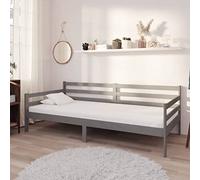 Ziaphsol Lit de Repos Gris avec Matelas 90x200 cm en Bois de pin Massif, Cadre Robuste Plateforme avec Mousse PU, Housse Polyester Lavable, Solution canapé-lit Confortable pour Chambre d'amis