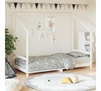 Ziaphsol Lit pour enfant blanc 90 x 200 cm en pin massif avec sommier à lattes, pour le sommeil des tout-petits et l'entrée et la sortie autonomes