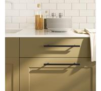 Ziaphsol Lot de 10 poignées de meuble noires 192 mm en acier inoxydable pour tiroirs, portes, commode, buffet, vitrine, cuisine, salle de bain, penderie, pour montage facile