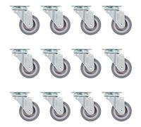 Ziaphsol Lot de 12 roulettes pivotantes de 50 mm en caoutchouc thermoplastique TPR avec revêtement en fer et zinc, 35 kg par roue, roulettes silencieuses pour atelier, chariot de transport, entrepôt