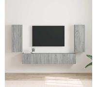 Ziaphsol Lot de 2 armoires murales pour télévision, en bois Sonoma gris, étagère murale moderne avec portes pivotantes à 90°, espace de rangement, gestion des câbles, pour salon, home cinéma, console