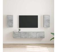 Ziaphsol Lot de 2 armoires murales TV en béton - Design moderne avec portes pivotantes et étagères pour salon, console multimédia, espace de rangement, gestion des câbles, home cinéma, organisateur