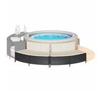 Ziaphsol Lot de 2 bancs de bain à remous avec coussins Noir en poly rotin 73 x 45 x 55 cm modulaire résistant aux UV avec housse amovible pour spa piscine et piscine
