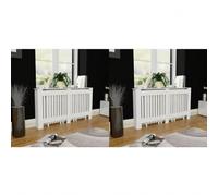Ziaphsol Lot de 2 cache-radiateurs - En bois blanc - 152 cm - Design lamelles - Surface de rangement pour salon, salle de bain, cuisine, chauffage - Accessoires de montage pour aménagement d'intérieur