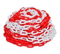 Ziaphsol Lot de 2 chaînes de barrière en plastique rouge et blanc 30 m, maillon de chaîne de 6 mm, marquage de sécurité hautement visible pour marquage d'avertissement, marquage du sol, chantier