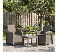 Ziaphsol Lot de 2 chaises longues de jardin aspect rotin, gris clair, anthracite, résistantes aux intempéries, réglables, pour balcon, terrasse, jardin, salon, extérieur