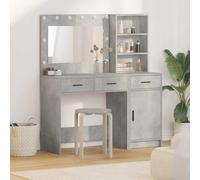 Ziaphsol Lot de 2 coiffeuses avec miroir, éclairage, tiroir, espace de rangement, en bois gris, pour chambre à coucher et vestiaire