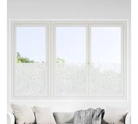 Ziaphsol Lot de 2 films de fenêtre opaques - Motif floral mat - En PVC - 90 x 500 cm - Adhérence statique - Brise-vue pour salle de bain, chambre à coucher, bureau, porte vitrée, appartement en