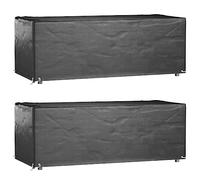 Ziaphsol Lot de 2 housses pour meubles de jardin en polyéthylène noir - 192 x 82 x 65 cm - Rectangulaires - Avec 8 œillets - Imperméables - Résistantes aux UV - Résistantes à l'hiver - Protection pour