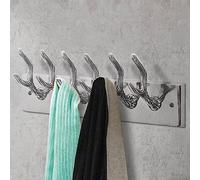 Ziaphsol Lot de 2 porte-manteaux en aluminium argenté - 49 x 9 x 18 cm - Avec 6 crochets par barre - Crochet mural pour entrée - Pour organiser veste, manteau, chapeau, sac, écharpe
