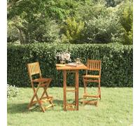 Ziaphsol Lot de 2 tabourets de bar de jardin, pliables, en acacia massif, résistants aux intempéries, stables, pour balcon, terrasse et jardin, avec accoudoirs et dossier, peu encombrant, confortables