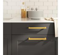 Ziaphsol Lot de 20 poignées de meubles dorées - 192 mm - En acier inoxydable - Tube carré - Pour tiroirs, portes, armoire, commode, buffet, vitrine, montage pour cuisine, salle de bain