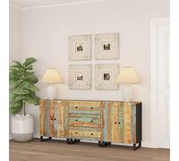 Ziaphsol Lot de 3 buffets en bois massif vieilli avec beaucoup d'espace de rangement, meubles robustes pour salon, salle à manger, cuisine, couloir, bureau, commodes pratiques, buffets décoratifs