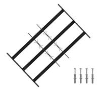Ziaphsol Lot de 3 grilles de sécurité pour fenêtre en acier revêtu par pulvérisation noir, 43 à 74 cm, largeur réglable pour fenêtre de cave, fenêtre de toit, montage extérieur et protection
