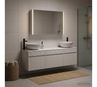 Ziaphsol Lot de 4 armoires de salle de bain - Blanc - 103,5 x 15,5 x 70 cm - Meuble mural avec espace de rangement - Éclairage miroir intégré - Matériau en bois robuste pour salle de bain moderne