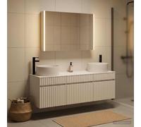Ziaphsol Lot de 4 armoires de salle de bain blanches 103,5 x 15,5 x 70 cm - En bois - Montage mural avec lumières de miroir LED - Beaucoup d'espace de rangement pour salle de bain - Décoration moderne