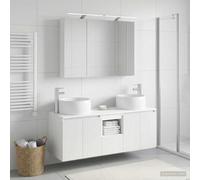 Ziaphsol Lot de 4 armoires de salle de bain en bois blanc - Montage mural - Beaucoup d'espace de rangement - Éclairage LED - Design moderne pour salle de bain, couloir, cuisine, salon, salle à manger