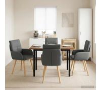 Ziaphsol Lot de 4 chaises de salle à manger rembourrées en tissu gris foncé avec accoudoirs, design moderne, ergonomiques, scandinaves, stables, confortables, pour cuisine, salle à manger, fauteuils
