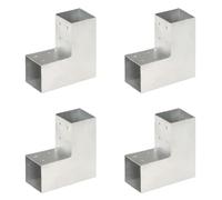 Ziaphsol Lot de 4 connecteurs de poteau en forme de L pour poteaux en bois de 81 x 81 mm, en métal galvanisé à chaud, pré-percé avec manchons, pour clôture, clôture de jardin, brise-vue, connecteur