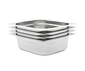 Ziaphsol Lot de 4 récipients gastronorm en acier inoxydable GN 1/2 100 mm empilables pour comptoir bain marie Chafing Dish restaurant buffet restauration