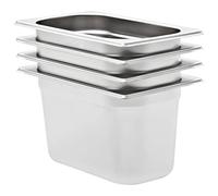 Ziaphsol Lot de 4 récipients gastronorm GN 1/4 150 mm en acier inoxydable empilables pour salle de bain, Chafing Dish, comptoir de buffet, récipient de maintien au chaud, cuisine, cantine
