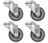 Ziaphsol Lot de 4 roulettes pivotantes avec trou de boulon 50 mm TPR gris, trou arrière M10, hauteur de construction 70 mm, 35 kg par roulette pour établi, chariot, entrepôt, logistique, atelier et