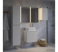 Ziaphsol Lot de 5 armoires de salle de bain - Blanc - 53 x 15,5 x 70 cm - Avec miroirs LED - Meuble mural pour salle de bain moderne - Grand espace de rangement - Design en bois durable - Montage