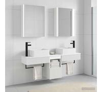 Ziaphsol Lot de 5 armoires de salle de bain - Blanc - 53 x 15,5 x 70 cm - Montage mural - Espace de rangement - Éclairage miroir LED - En bois durable