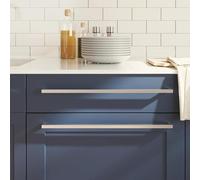 Ziaphsol Lot de 5 poignées de meuble en acier inoxydable brossé argenté - Espacement des trous de 480 mm - Pour cuisine, salle de bain, commode, buffet, vitrine, rustique, moderne, avec vis